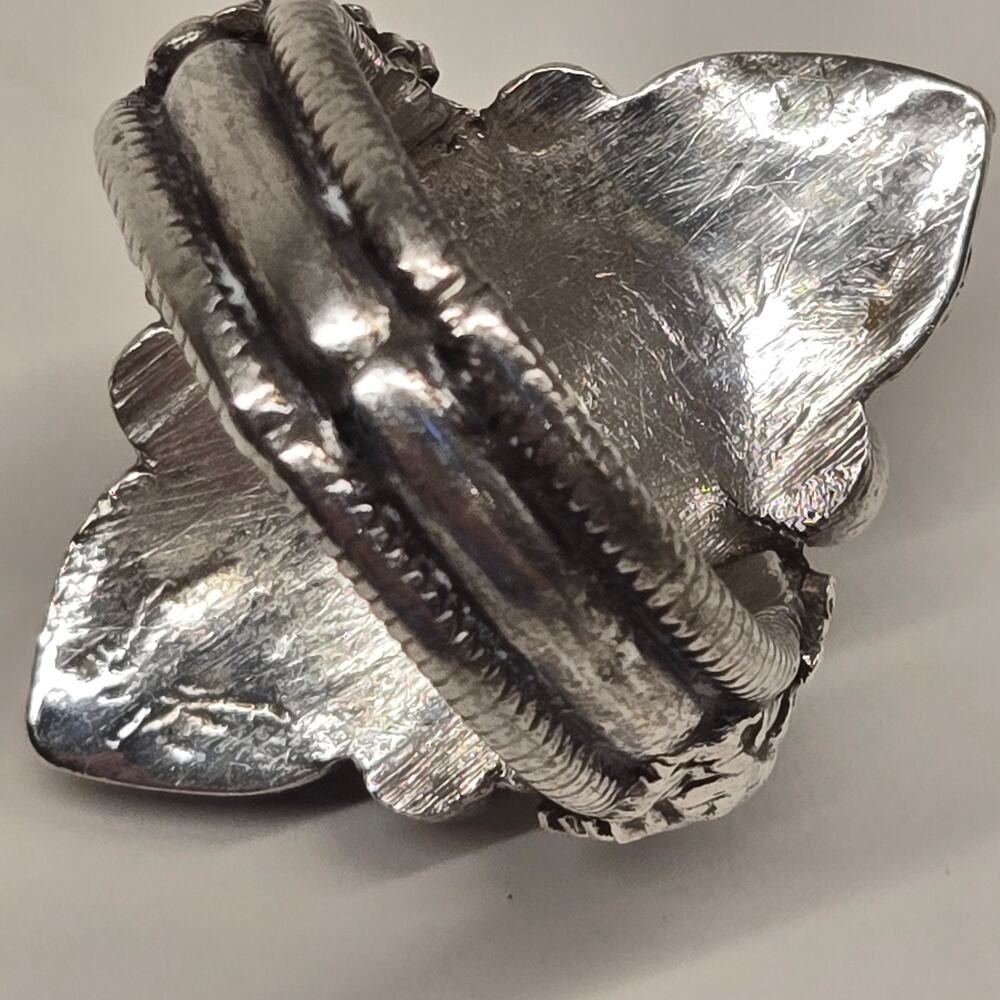 Vintage 70's 80's Boho Eclectic Global Tribal Multi-Color Shield Silver Ring, 7 - Picture 10 of 12